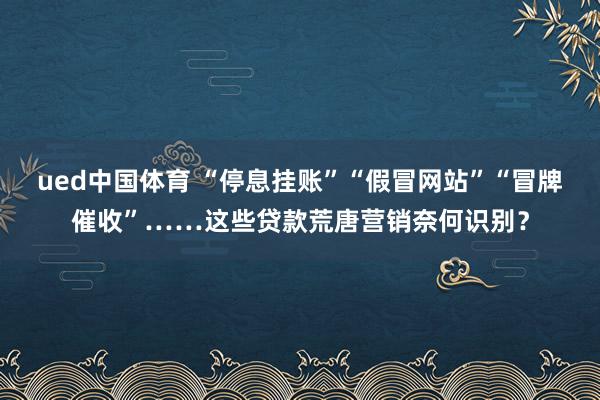 ued中国体育 “停息挂账”“假冒网站”“冒牌催收”……这些贷款荒唐营销奈何识别？