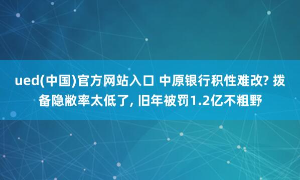 ued(中国)官方网站入口 中原银行积性难改? 拨备隐敝率太低了， 旧年被罚1.2亿不粗野