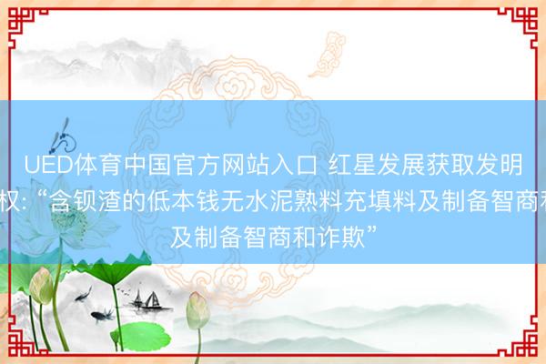 UED体育中国官方网站入口 红星发展获取发明专利授权: “含钡渣的低本钱无水泥熟料充填料及制备智商和诈欺”