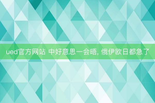 ued官方网站 中好意思一会晤， 俄伊欧日都急了